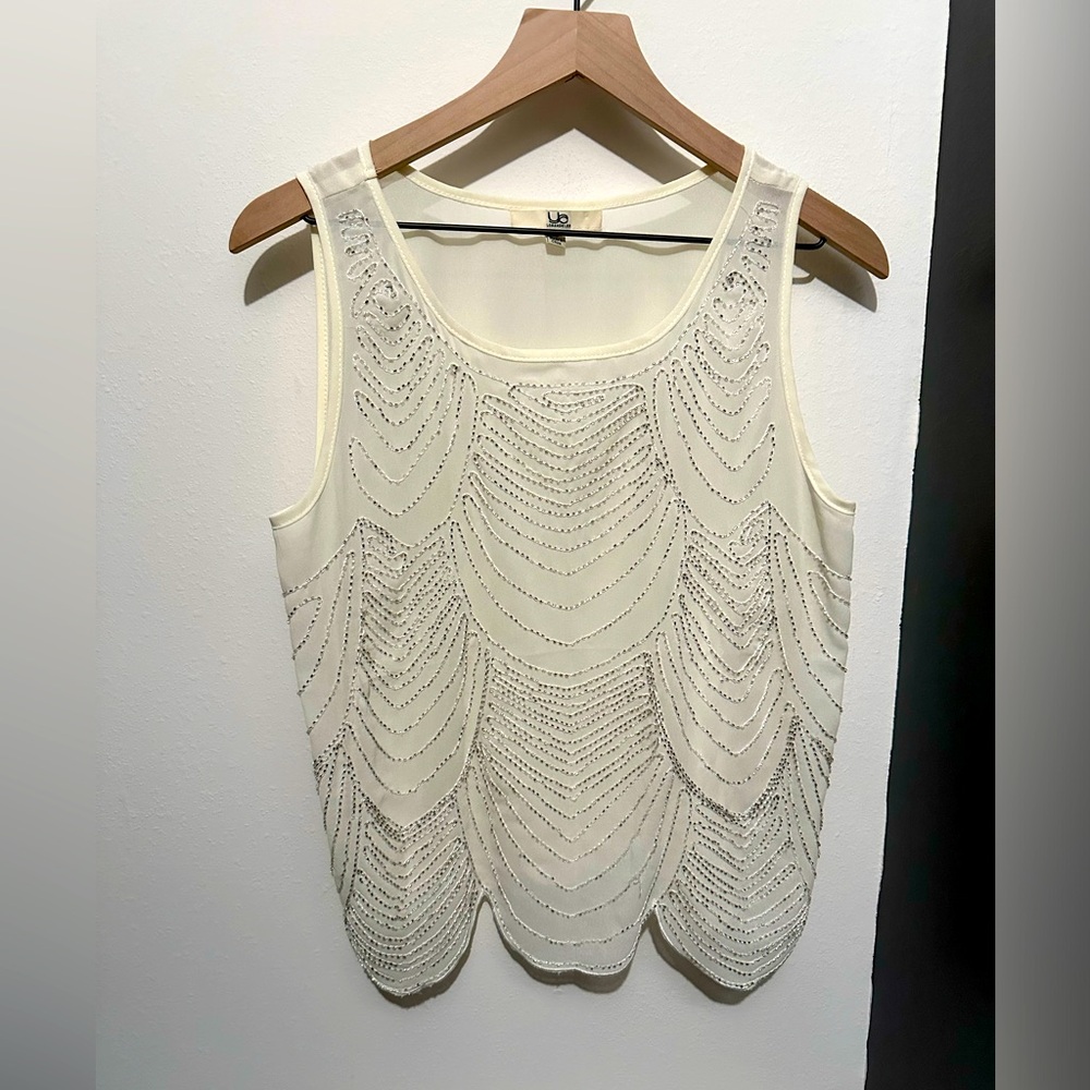 YA Los Angeles cream colored sequined tank.